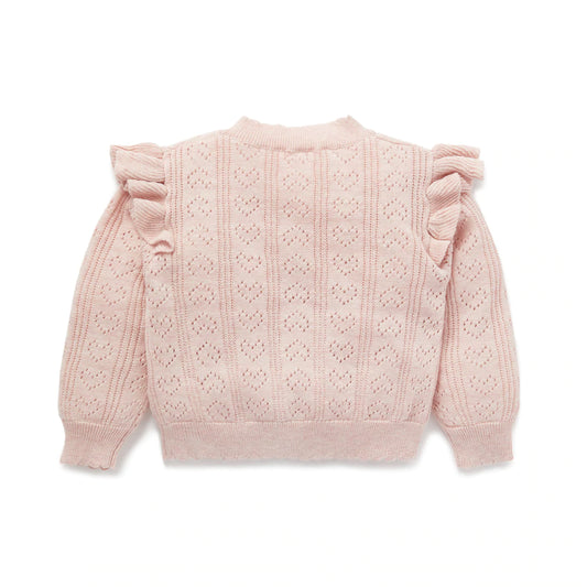 Aster & Oak Ruffle Knit Cardigan - Pink
