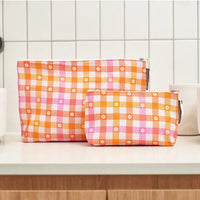 Linen Cosmetic Bag - Daisy Gingham