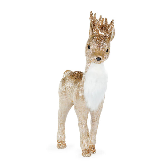 56cm Standing Fabric Reindeer - Champagne