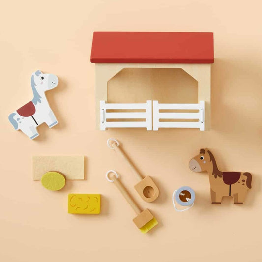 Wooden Horse Stable Set