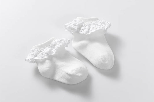 Amelia Socks with Lace - White