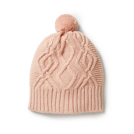 Knitted Cable Hat - Rose