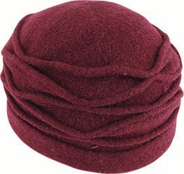 Boiled Wool Cloche Hat - Burgundy