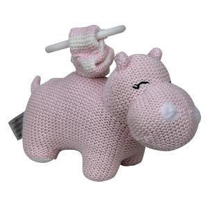 Knitted Hippo Pram Toy -Assorted Colours