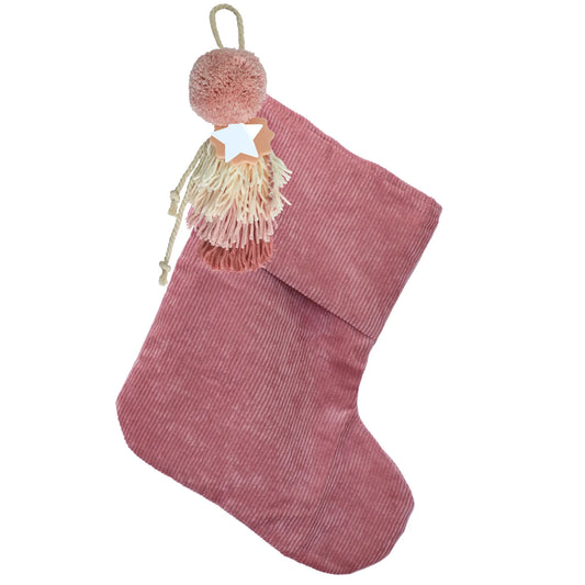 Corduroy Christmas Stocking - Dusty Pink