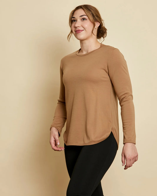 Relaxed Fit Crew Neck Pullover - Camel