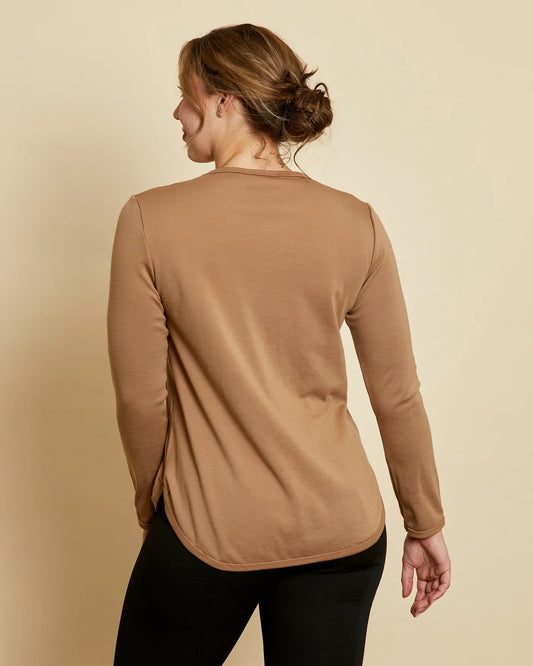 Relaxed Fit Crew Neck Pullover - Camel