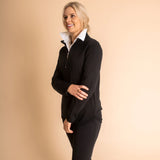 Woolerina Relaxed Fit 1/4 Zip Pullover - Black