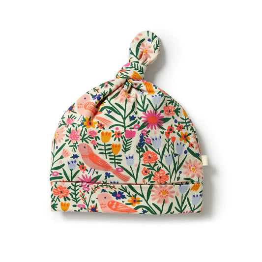 Organic Knot Hat - Birdy Floral