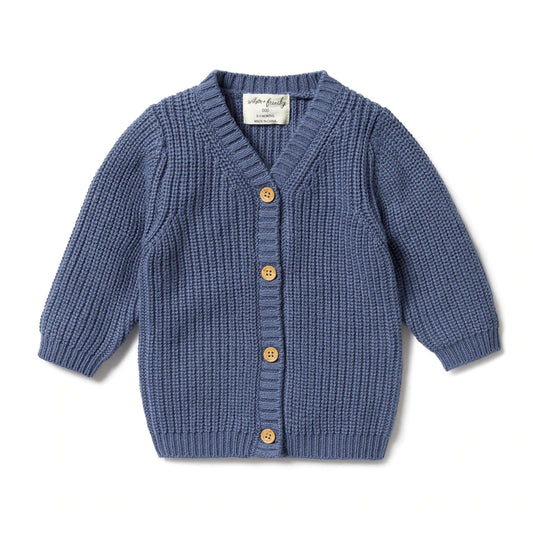 Wilson & Frenchy Knitted Button Cardigan - Blue Depths